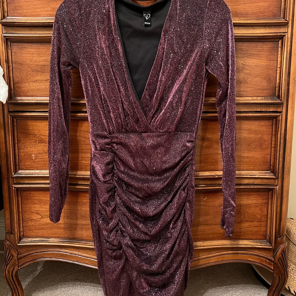 Windsor Burgundy Sparkle Cocktail Dress
